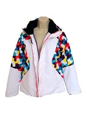 OBERMEYER ~ Women’s White and Color-block Ski/Snow Jacket size L